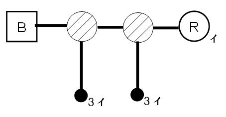 例)３路スイッチとランプの単線図
