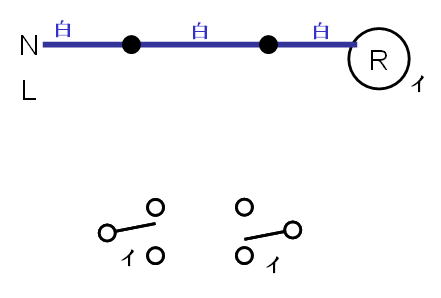 例)３路スイッチとランプの単線図から複線図への変換手順�A